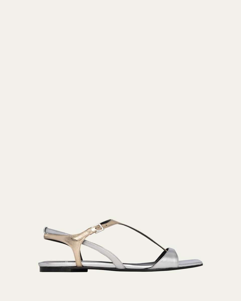 Rio Bicolor Metallic T-Strap Sandals